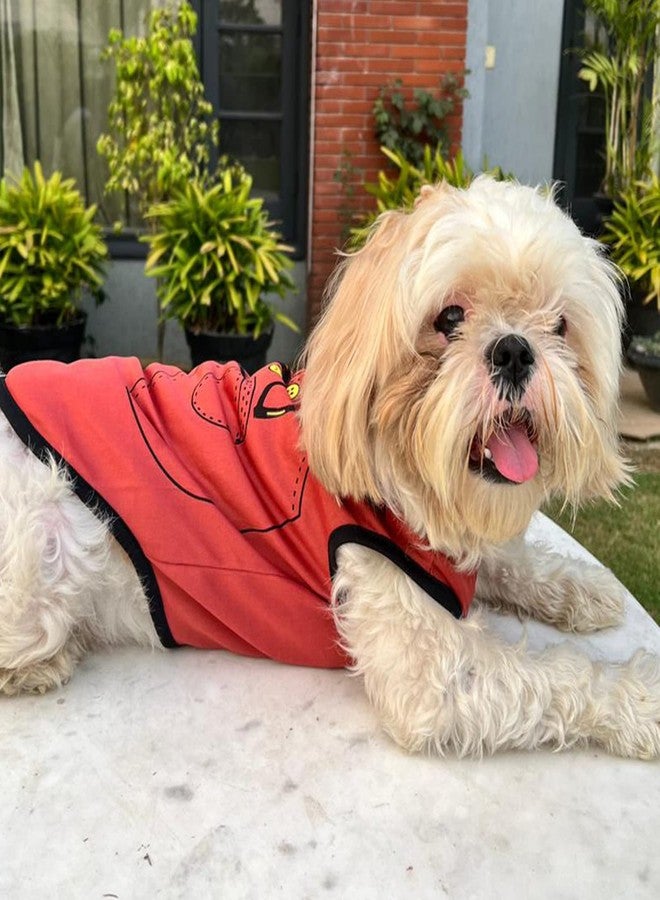 Lulala Pet Shirts Printed Puppy Shirts Cute Dog Shirts Sleeveless Dog Sweatshirts Soft Summer Pet Dog Clothing Breathable Pet Apparel Dog Outfits for Dogs & Cats (Rust, 16 INCH) - Image 2